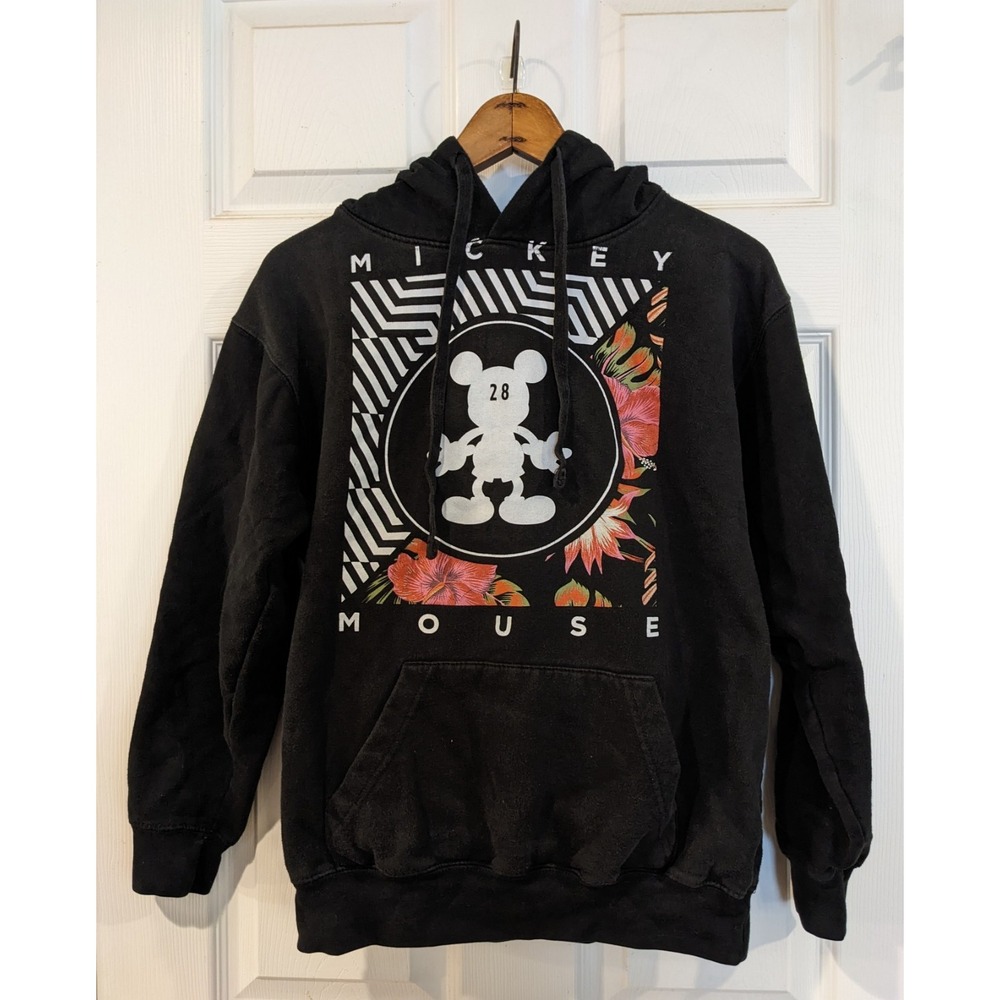 Neff Disney Mickey Mouse Graphic Black Pullover Fleece Hoodie w/ Pockets Size S